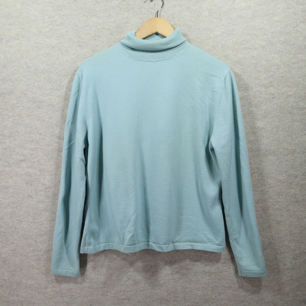 Façonnable Turtleneck Sweater XL Vintage Y2K Merino Wool Blend Light Blue 0260